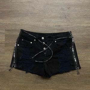 Black jean LF shorts with side zipper